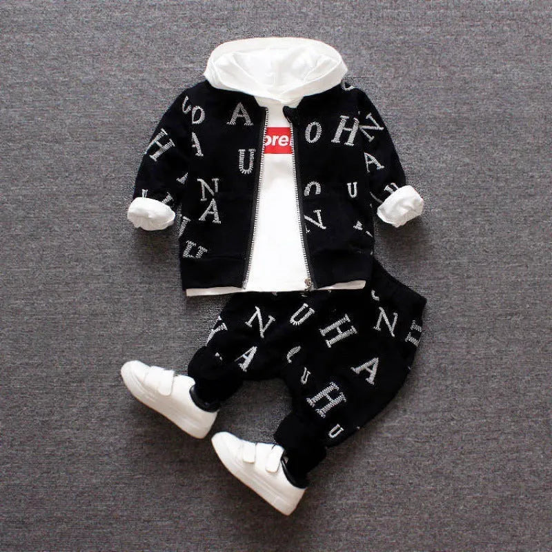 Children's long sleeve two-piece clothing set in red or white, polyester vinylon blend, sizes 80cm to 100cm
