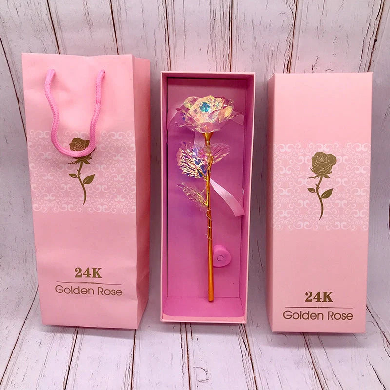 Handmade 24K gold rose flower set in elegant gift box