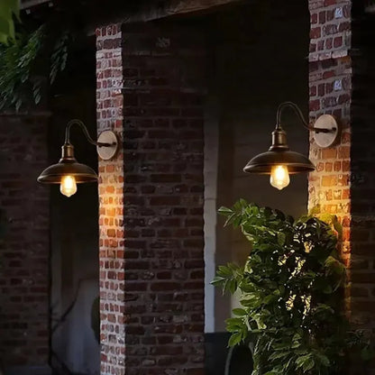 Retro-style villa courtyard wall lamp in silver or copper finish with adjustable mounting angles