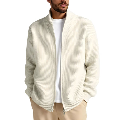 Men's loose cardigan sweater coat in chemical fibre blend available in five colours