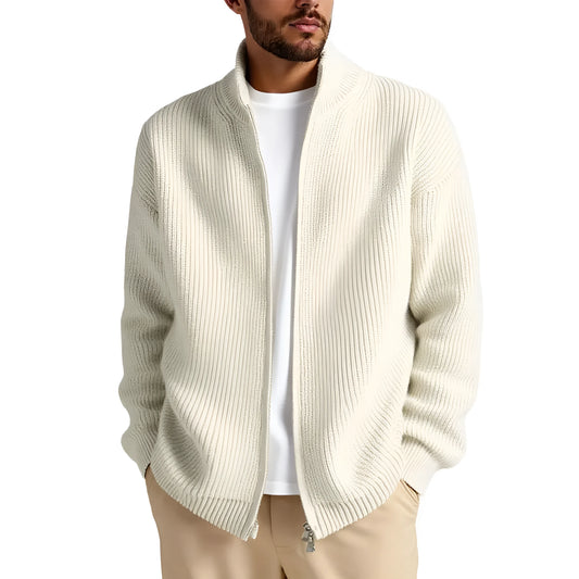 Men's loose cardigan sweater coat in chemical fibre blend available in five colours