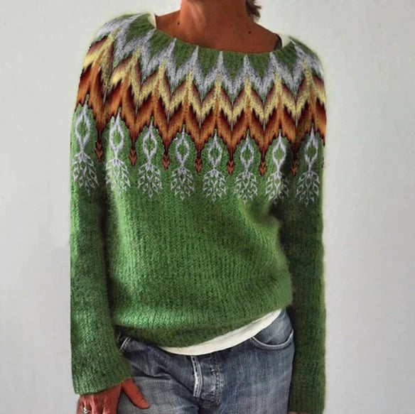 Stylish multicolor knit pullover sweater for women with relaxed fit and variety of vibrant color options