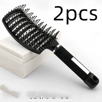 Large curved hairbrush with boar bristles showing 15cm width and natural bristle distribution