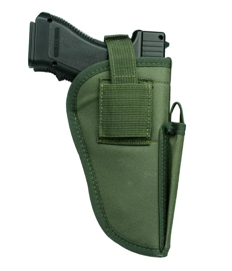 Universal Outdoor Tactical Holster in green, made from durable nylon, dimensions 10.5cm x 19cm