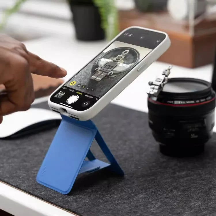 Black magnetic mobile phone holder case showing 96.5mm width and slim 6.9mm profile with N52SH magnets visible