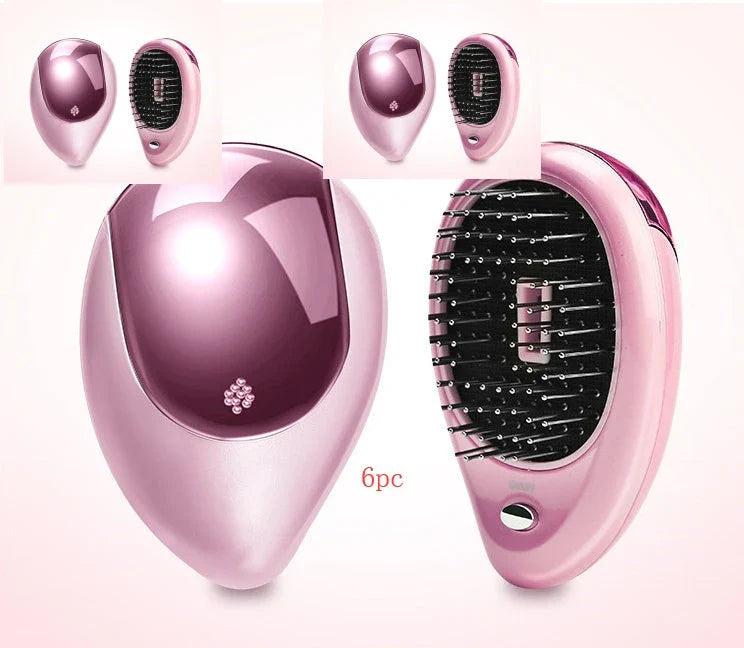 Portable vibrating hair massage comb with ionic technology for on-the-go hair rejuvenation and styling