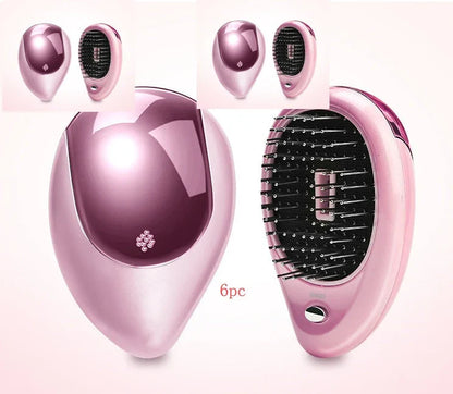 Portable vibrating hair massage comb with ionic technology for on-the-go hair rejuvenation and styling