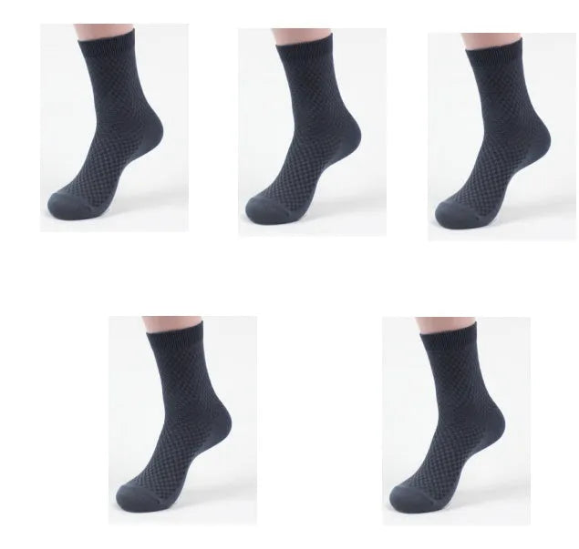 Men's bamboo fibre business socks with small square pattern in five colour options