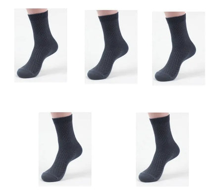 Men's bamboo fibre business socks with small square pattern in five colour options