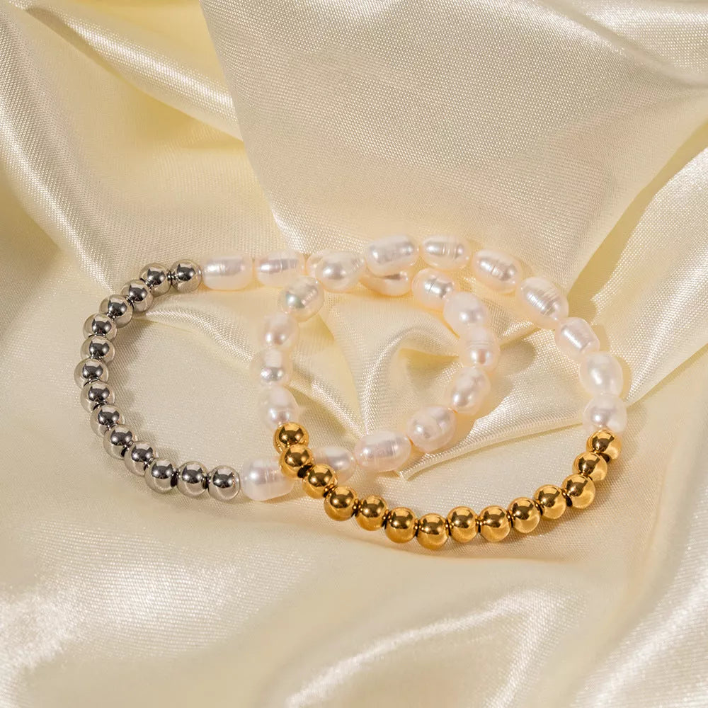 Margaux Freshwater Pearl Bracelet in gold and silver with stainless steel