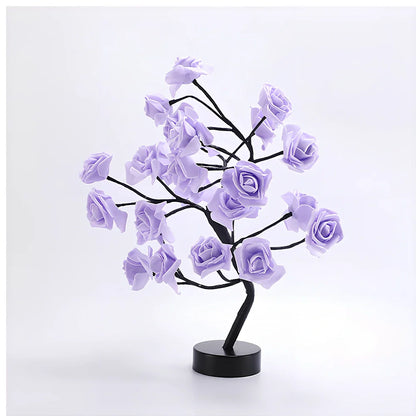 LED rose table lamp with flower design measuring 450mm height with USB power connection