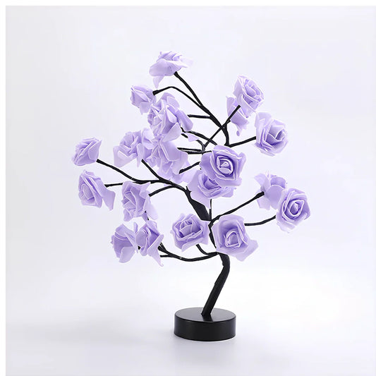 LED rose table lamp with flower design measuring 450mm height with USB power connection