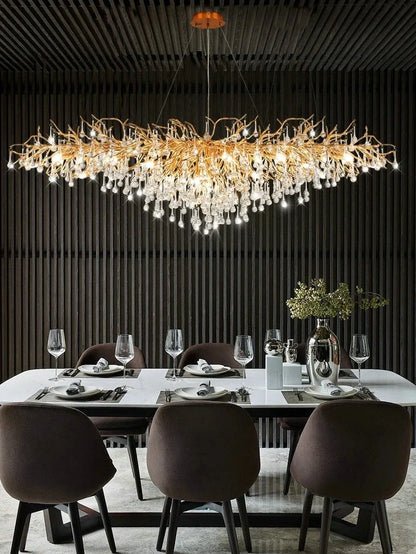 Crystal lamp with 16 holders, aluminium body, electroplating finish in Long1/Long2 sizes