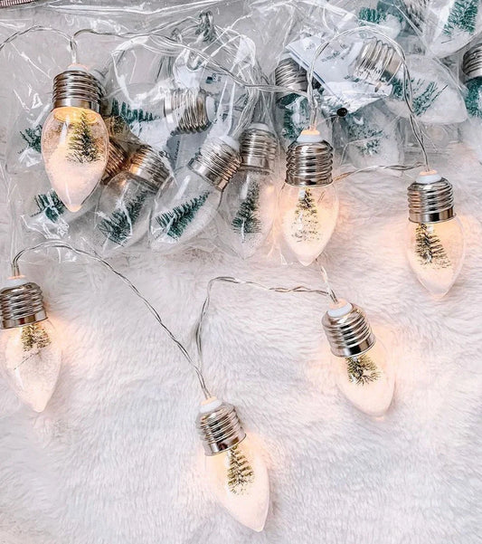 0.8 metre Christmas tree LED light string with 6 white beads and battery box