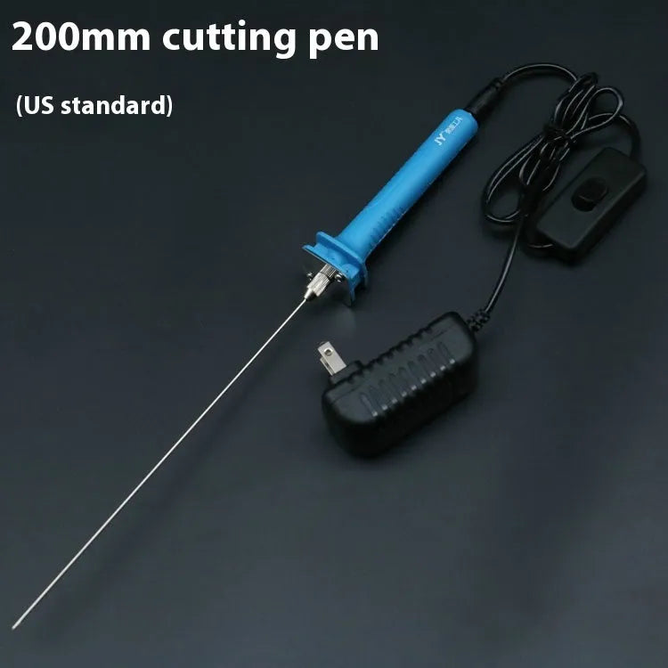 Blue plastic-handled electric heating cutter pen for cutting foam and pearl cotton.