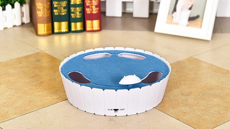 Automatic mouse cat teaser toy with remote control in blue, green, and rose red