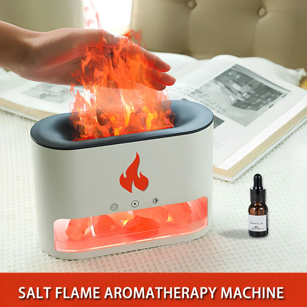 Crystal black Himalayan salt lamp with ultrasonic diffuser measuring 191mm height