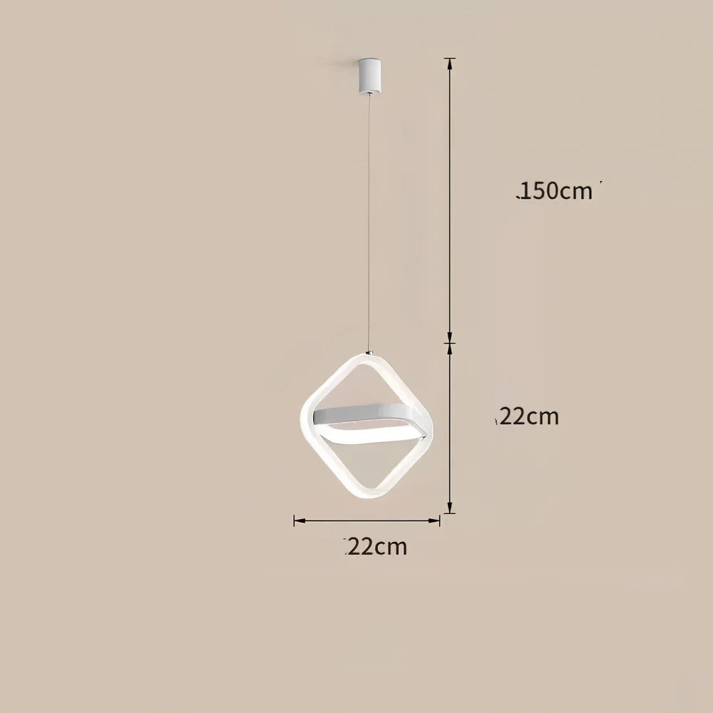 Nordic iron pendant lamp in black circle shape, 210mm diameter, adjustable 1m height with LED white light for bedroom