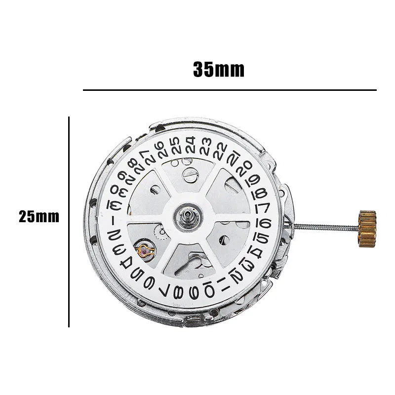 Silver 8215 automatic watch movement replacement with 25mm diameter stainless steel construction