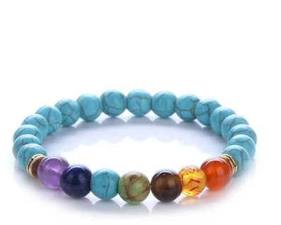 Natural Stone Colorful Bracelet with 8mm beads and 19cm inner circumference