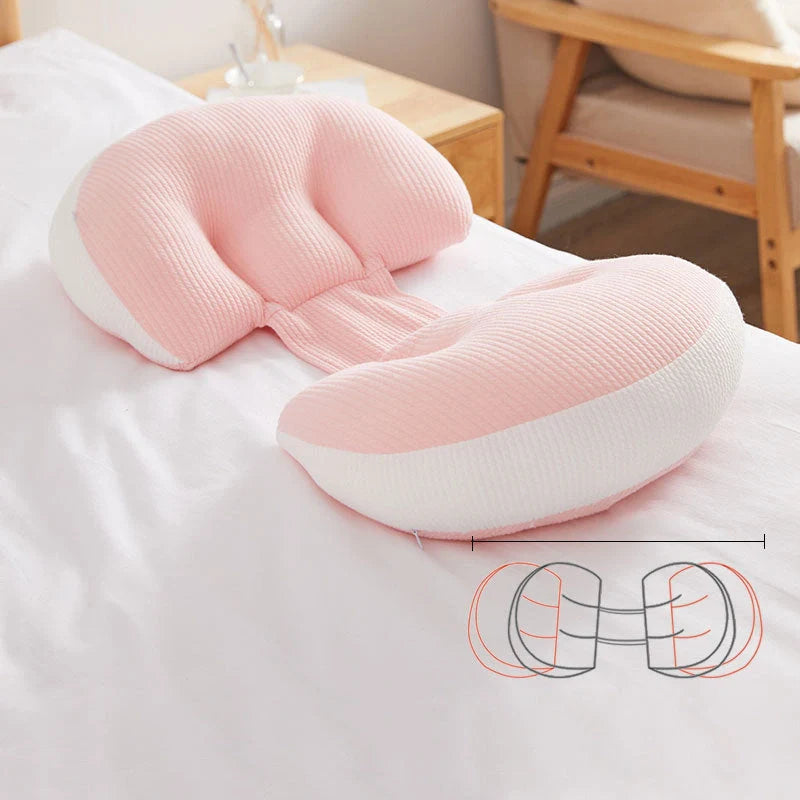 U-Shape Pregnancy Pillow in Pink Grey, Pink White, and Blue White for abdomen and waist support