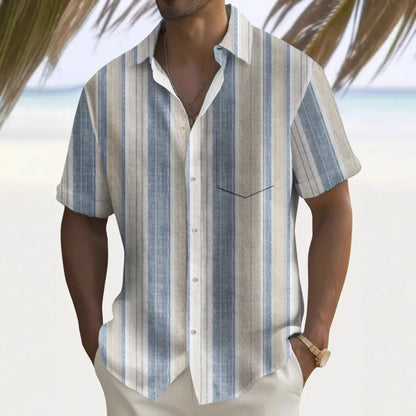 Multicolour printed men's loose-fit casual shirt in cardigan style