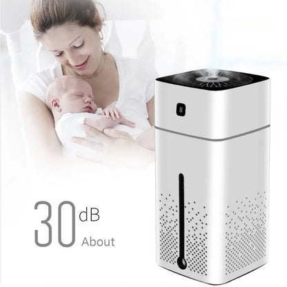 Black and white home office desktop humidifier measuring 103x103x218mm with 1000ml capacity and USB interface