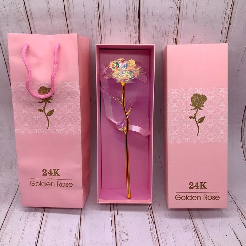 Handmade 24K gold rose flower set in elegant gift box