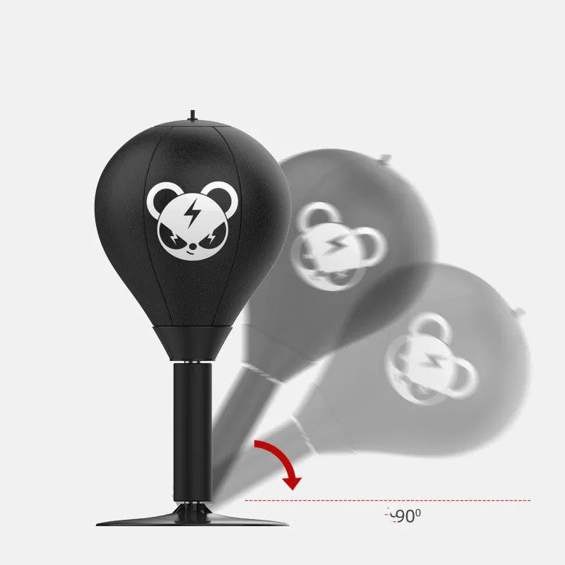 Tabletop boxing speed ball with suction cup base and inflatable PU leather ball in Burst Bear design