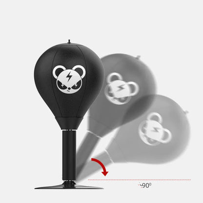 Tabletop boxing speed ball with suction cup base and inflatable PU leather ball in Burst Bear design