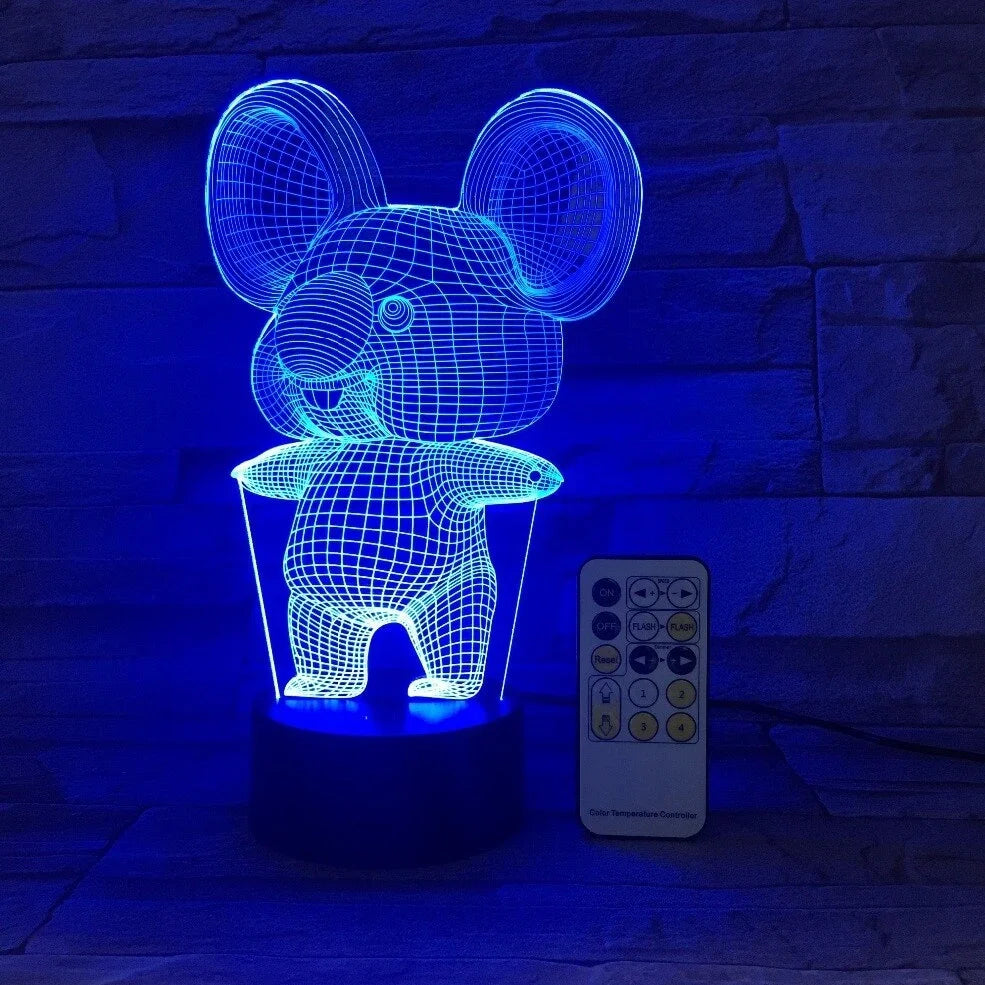 Koala night light with seven colour options and compact 87x87x42mm base
