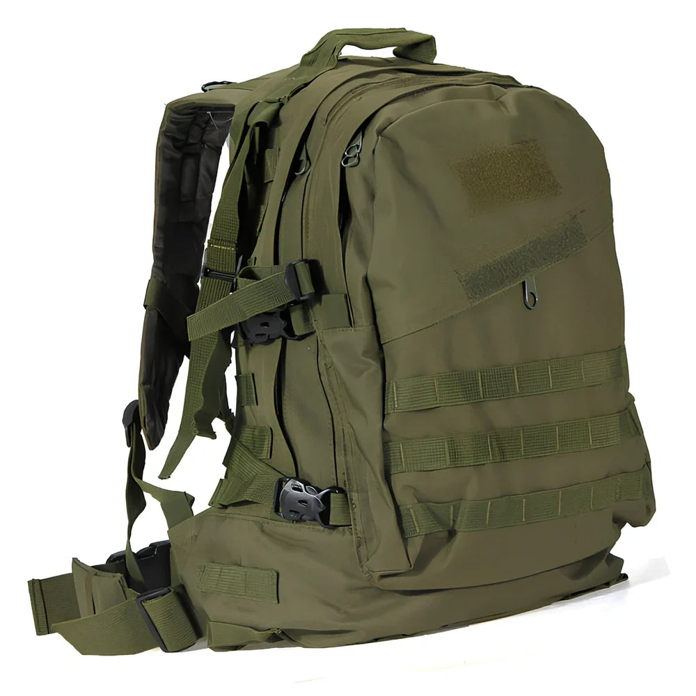 3D tactical backpack in camouflage colour with MOLLE webbing and adjustable shoulder straps