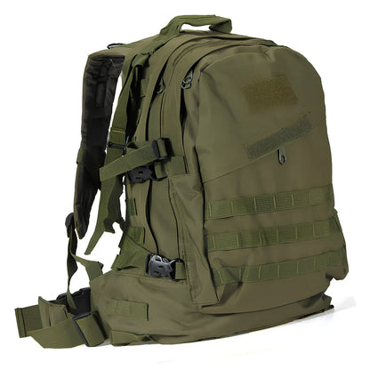 3D tactical backpack in camouflage colour with MOLLE webbing and adjustable shoulder straps