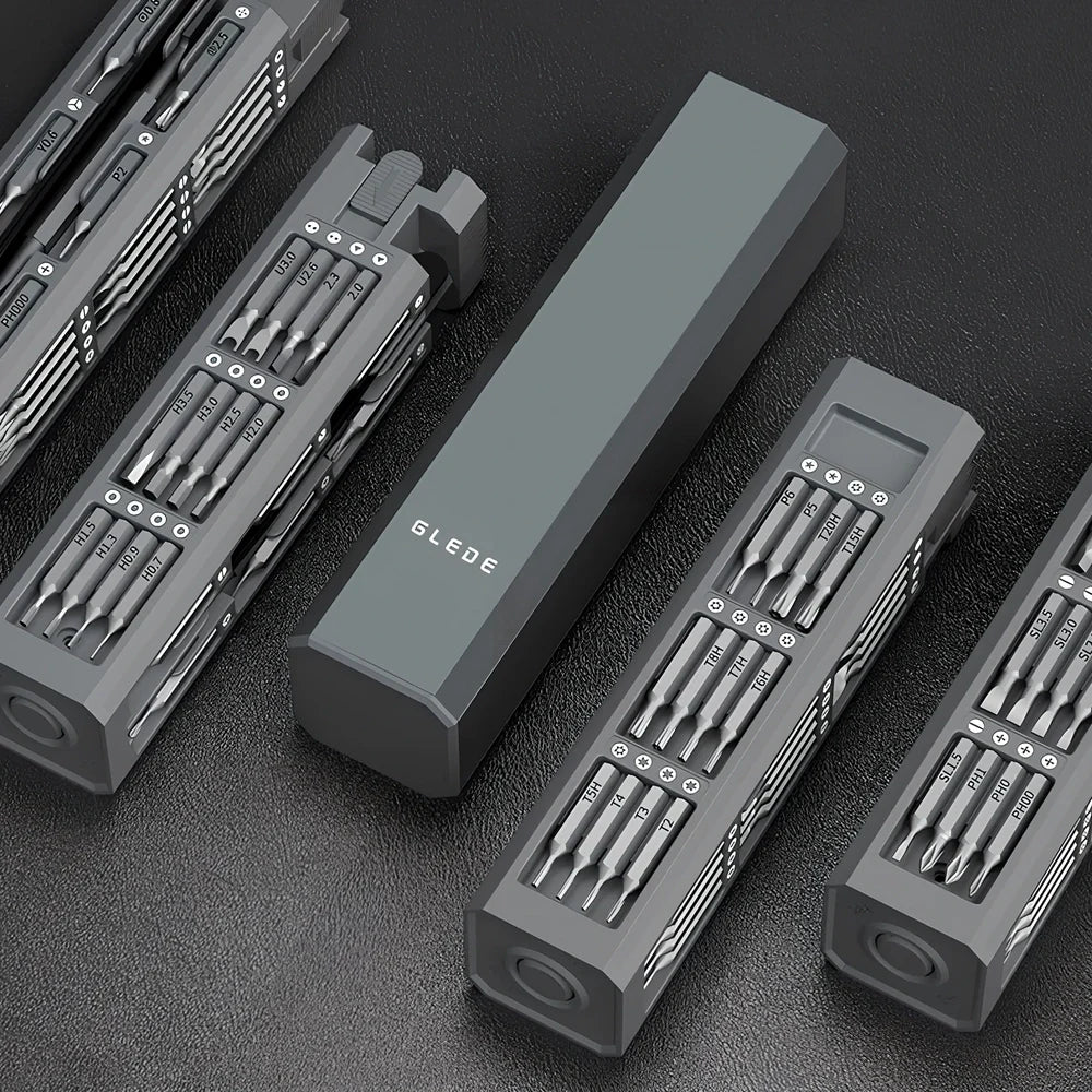 44-piece screwdriver set with S2 alloy steel bits in 37mm x 37mm x 150mm storage case