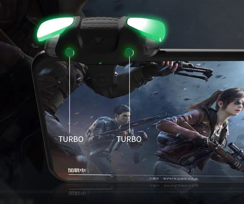 Black F5 wired game controller for mobile phones, showing joystick and buttons