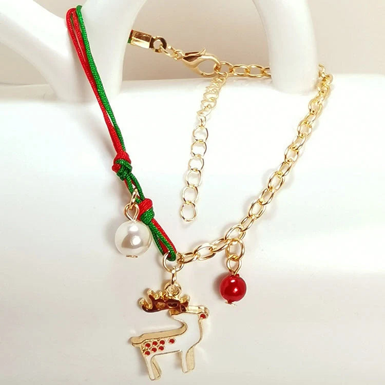 Charming Christmas bracelet with festive charms like Santa, snowmen, and snowflakes
