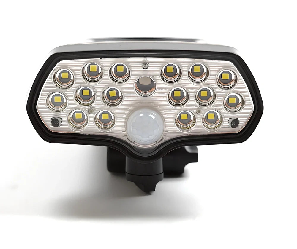 Black solar garden light with 17 LED beads, 206mm height, IP65 waterproof rating for outdoor use