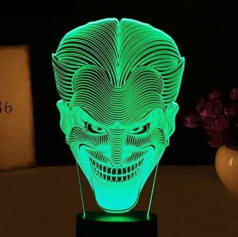 USB-powered 3D LED lamp with acrylic plate showing colourful gradient lighting effects and touch control