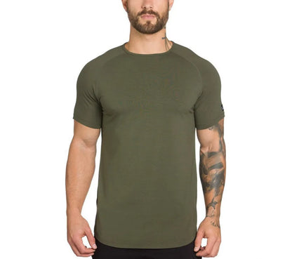 Mens plain gym shirt in cotton spandex blend, available in multiple colours and sizes with optional letter print