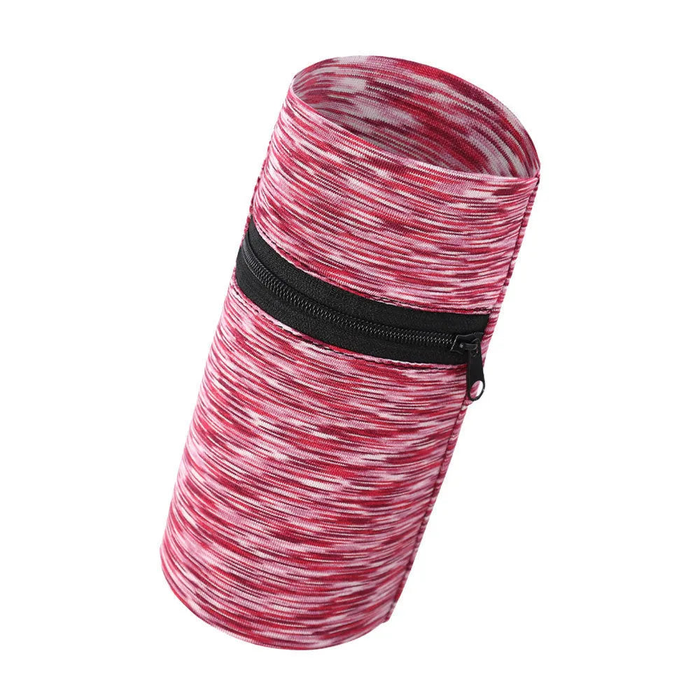 Sports arm bag with adjustable strap showing multiple colour options including striped patterns