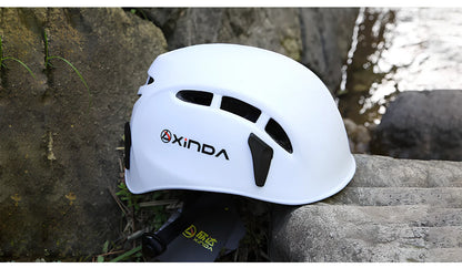 Blue adjustable outdoor helmet with ABS+PC shell and 52-62cm fit for climbing and rescue