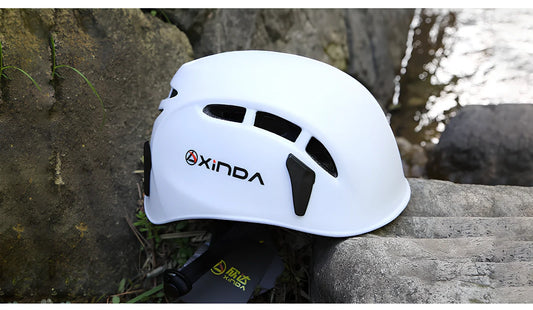 Blue adjustable outdoor helmet with ABS+PC shell and 52-62cm fit for climbing and rescue