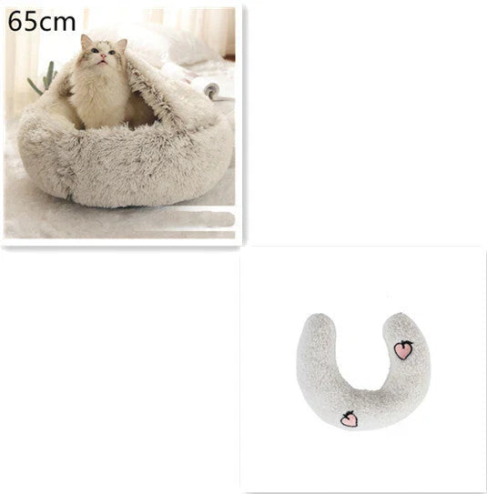 Cozy pet bed with plush and warm fabric for cats and dogs