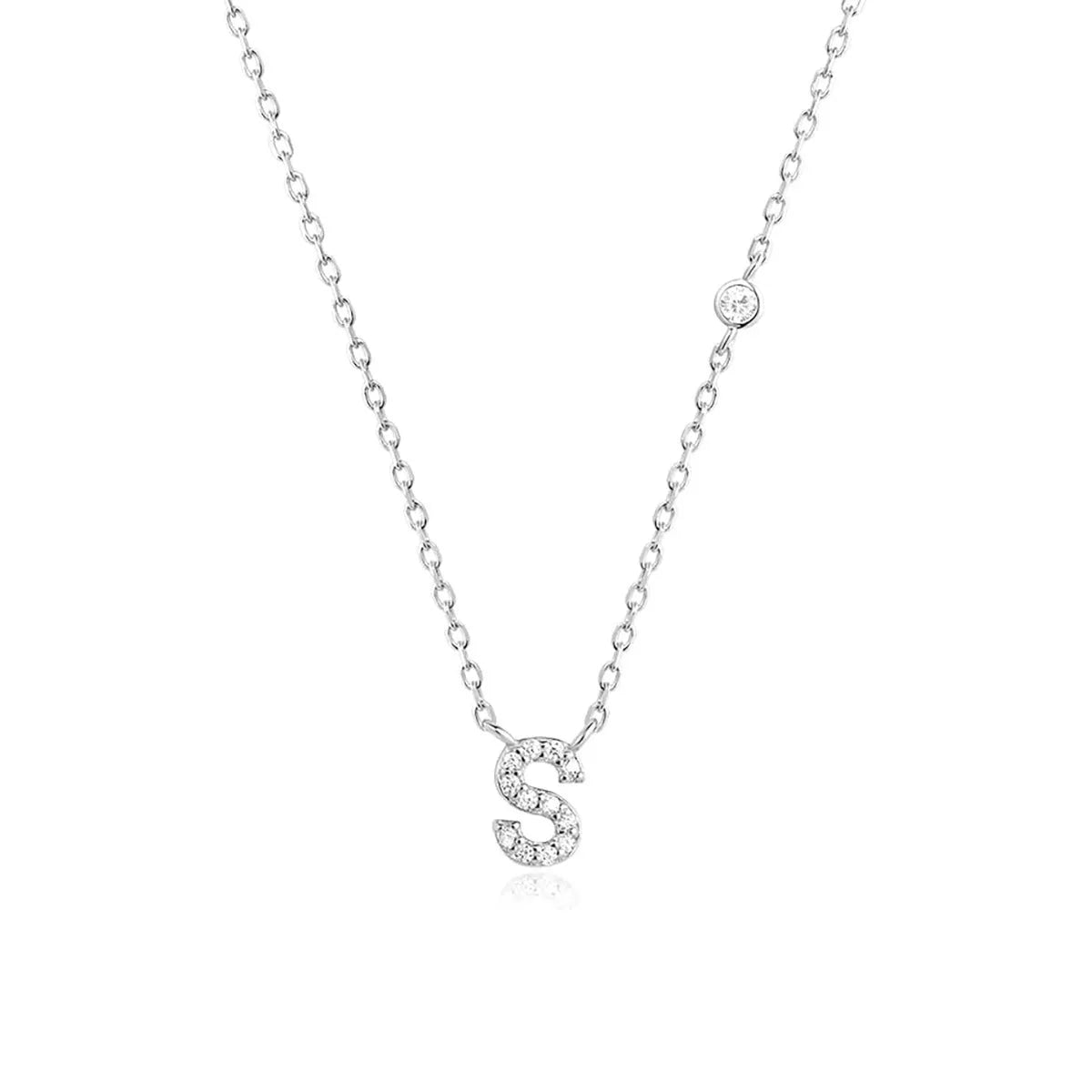 Custom Initial Necklace with sparkling CZ pendant, available in gold or silver finish