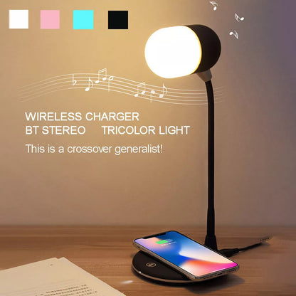 Three-in-one Night Light Wireless Speaker Charger Light in various colors