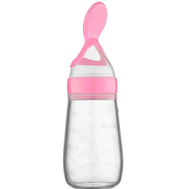Blue baby silicone feeding spoon with 90ml capacity for rice paste and semi-liquid foods