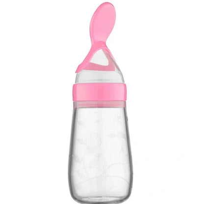 Blue baby silicone feeding spoon with 90ml capacity for rice paste and semi-liquid foods