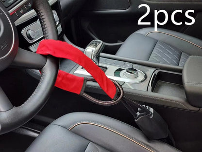 Car steering wheel lock with 33cm iron construction and copper lock core in red colour option
