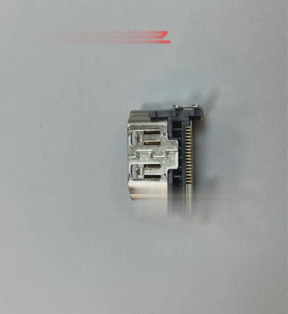 Silver HDMI interface host socket showing 19-pin configuration and nickel-plated brass construction