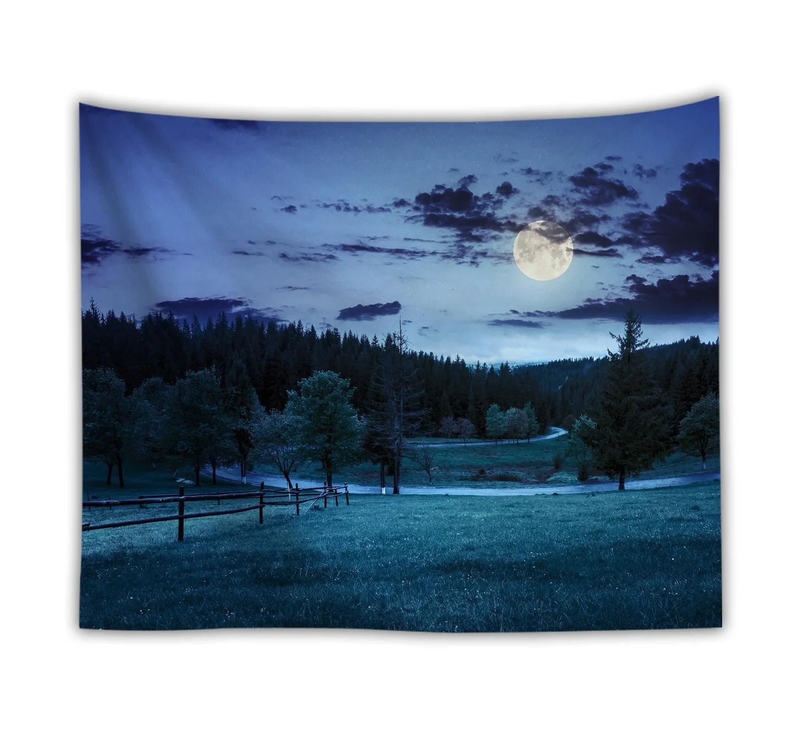 Ocean moon nature tapestry wall hanging in polyester, 150x200cm size with digital print for dorm decor
